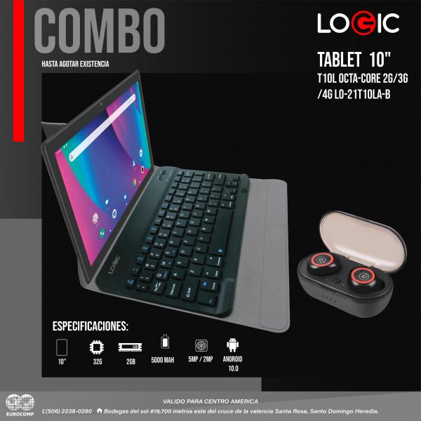 COMBO Logic Table 10" T10L + Auriculares Logic Tw3 Bluetooth 5.0 Black/red