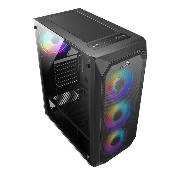 CASE GAMING  X-LION KD-873 TEMPERED  GLASS SIDE PANEL USB2.0*2 + USB3.0*1 + 3PCS 12CM FRONT PANNEL