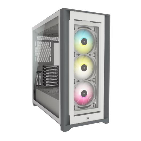 CASE GAMING RGB CORSAIR iCUE 5000X MID TOWER VENTILADORES 3 DE 120MM CON VIDRIO LATERAL Y FRONTAL CC-9011213-WW BLANCO