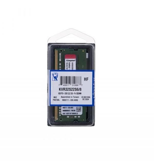 MEMORIA RAM LAPTOP 8GB KINGSTON KVR32S22S6/8 DDR4 3200MHZ CL22 1.2V NEGRO