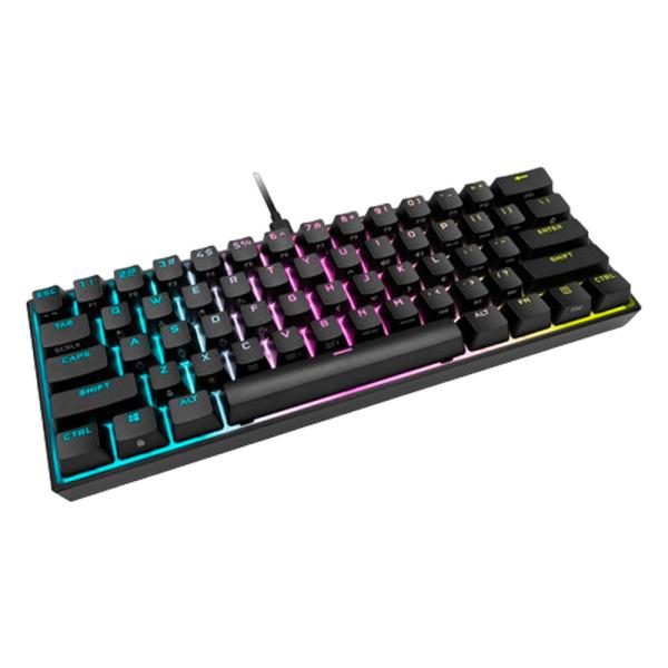 TECLADO GAMING RGB CORSAIR K65 MINI MECÁNICO ALÁMBRICO USB INGLÉS SWITCH PLATEADO CH-9194014-NA NEGRO