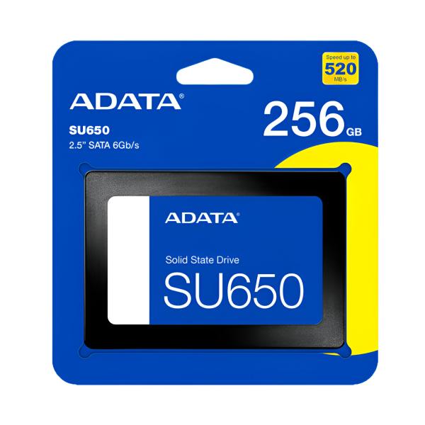 HD INTERNO SOLIDO 256GB ADATA SU650 2.5" SATA III 520MB/S / 450MB/S ASU650SS-256GT-R NEGRO