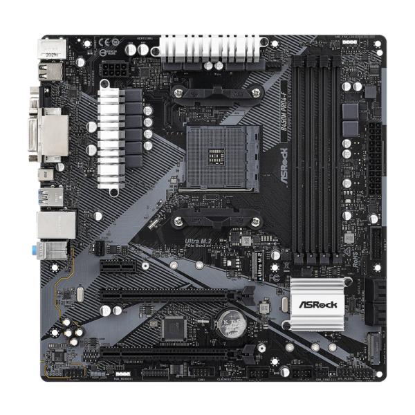 TARJETA MADRE ASROCK B450M PRO4-F R2.0 AM4 MICRO ATX DDR4 B450MPRO4FR2 NEGRO