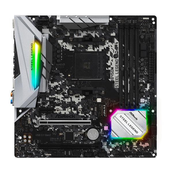 TARJETA MADRE ASROCK B450M STEEL LEGEND AM4 MICRO ATX DDR4 NEGRO / BLANCO