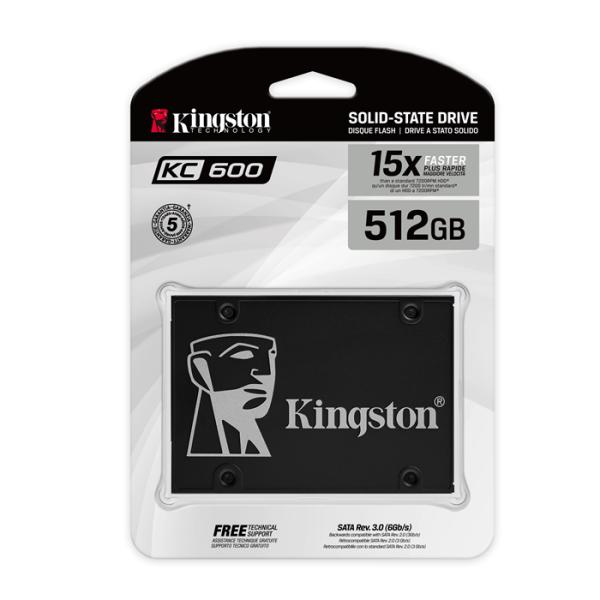 HD INTERNO SOLIDO 512GB KINGSTON KC600 2.5" SATA III 550MB/S / 520MB/S SKC600/512G NEGRO