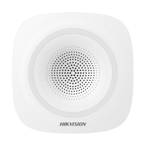 SIRENA INALAMBRICA INTERIOR HIKVISION DS-PS1-I-WB 433 MHZ 90?110 DB AES-128 / ANTISABOTAJE / LED / SALTO DE FRECUENCIA BLANCO