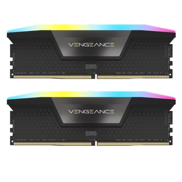 MEMORIA RAM PC 32GB CORSAIR VENGEANCE RGB DDR5 CMH32GX5M2D6000C36 DDR5 6000 MHZ CL36 1.35 V NEGRO DIMM 288 PINES NEGRO