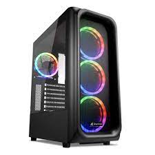 CASE GAMING RGB SHARKOON TK5M MID TOWER VENTILADORES 4 DE 120MM CON VIDRIO LATERAL Y MALLA FRONTAL 4044951036479 NEGRO