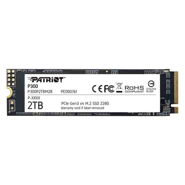 HD INTERNO SOLIDO 2TB PATRIOT P300 M.2 2280 PCIE GEN3 X4 NVME 2100MB/S / 1650MB/S P300P2TBM28 P300 NEGRO