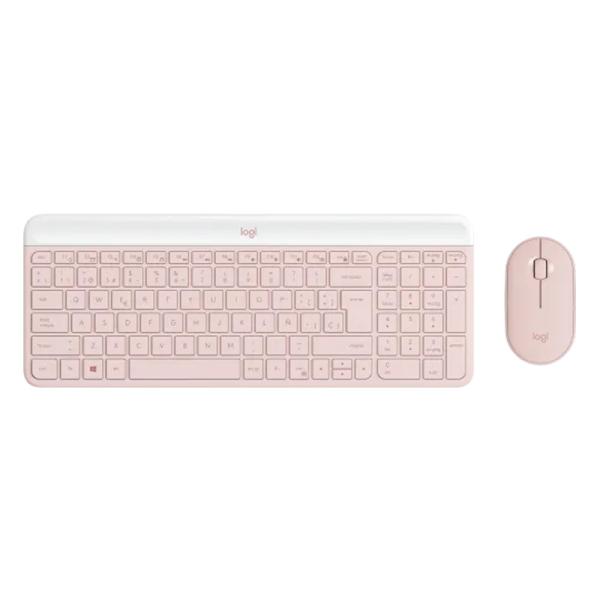 TECLADO Y MOUSE LOGITECH MK470 SLIM COMBO MEMBRANA INALÁMBRICO 2.4 GHZ ESPAÑOL 920-011312 ROSADO