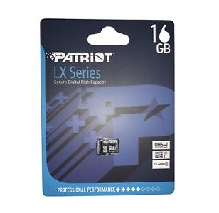 MEMORIA MICRO SDHC 16GB PATRIOT PSF16GMDC10 LX SERIES CLASE 10 80 MB/S 10 MB/S PARA TELÉFONOS ANDROID, TABLETAS, CÁMARAS DIGITALES Y CONSOLAS DE JUEGOS