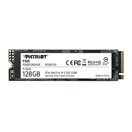 HD INTERNO SOLIDO 128GB PATRIOT P300 M.2 2280 PCIE GEN3 X4 NVME 1600MB/S / 600MB/S P300P128GM28 NEGRO
