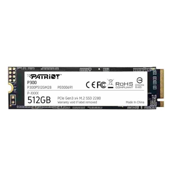 HD INTERNO SOLIDO 512GB PATRIOT P300 M.2 2280 PCIE GEN3 X4 1700MB/S / 1100MB/S P300P512GM28 P300