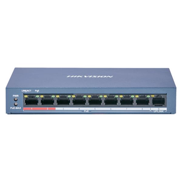 SWITCH HIKVISION DS-3E0109P-E/M(B) 8 PUERTOS POE FAST ETHERNET 10/100 MBPS / 1 PUERTO RJ45 1.8 GBPS NO ADMINISTRABLE 301801293 AZUL