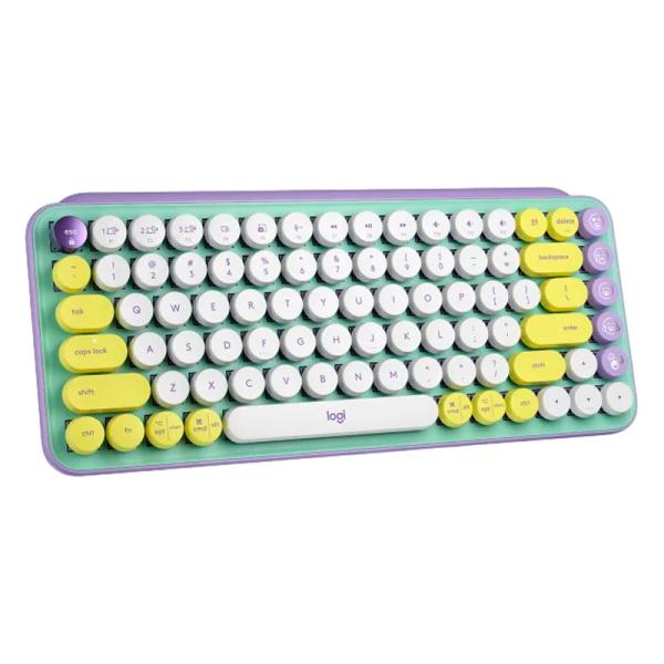 TECLADO LOGITECH POP KEYS MECÁNICO INALÁMBRICO BLUETOOTH ESPAÑOL SWITCH CAFÉ 920-010714 LILA / MENTA