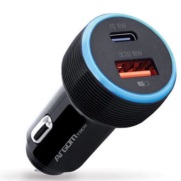 CARGADOR DE AUTO ARGOM FAST CHARGE USB FORCE C1 TYPE-C ARG-AC-0118BK