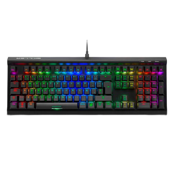 TECLADO GAMING RGB SHARKOON SKILLER SGK60 MEC&Aacute;NICO AL&Aacute;MBRICO USB ESPA&Ntilde;OL SWITCH MARR&Oacute;N 4044951033539 NEGRO