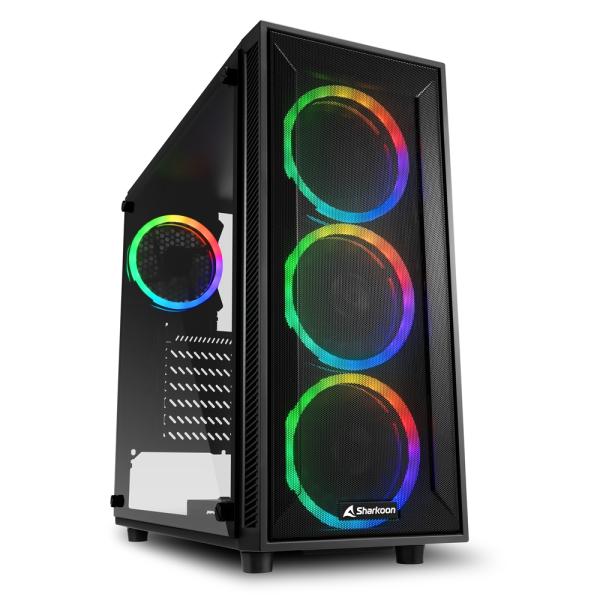 CASE GAMING RGB SHARKOON TG4M MID TOWER VENTILADORES 4 DE 120MM 4044951034840 NEGRO