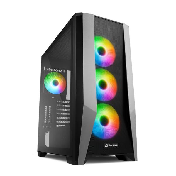 CASE GAMING RGB SHARKOON TG7M  MID TOWER VENTILADORES 4 DE 120MM CON VIDRIO LATERAL Y MALLA FRONTAL4044951035069 NEGRO