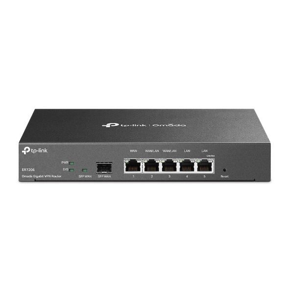 ROUTER TP LINK ER7206 UN OMADA GIGABIT VPN PUERTOS WAN/LAN WAN / LAN NEGRO