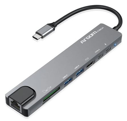 HUB ARGOM 8 IN 1 TYPE-C ONE AXESS SD/TF/HDMI/2XUSB3.0/RJ45/PD/TYPE-C ARG-UB-0093