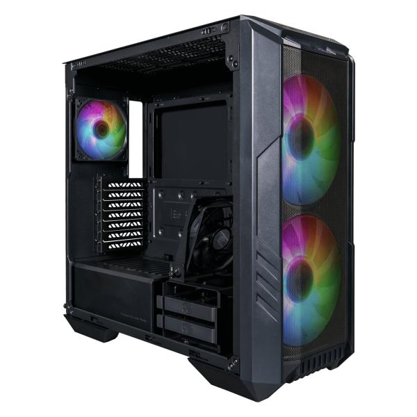 CASE GAMING RGB COOLER MASTER HAF 500 MID TOWER 2 VENTILADORES DE 200MM Y 2 DE 120MM CON VIDRIO LATERAL Y MALLA FRONTAL H500-KGNN-S00 NEGRO