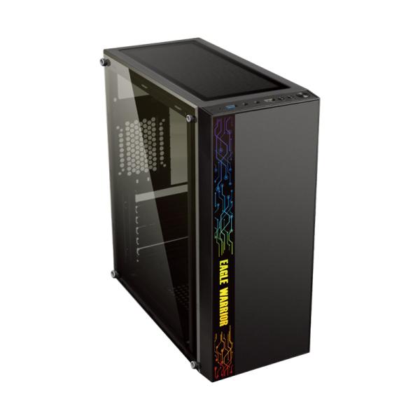 CASE GAMING  EAGLE WARRIOR CG17Z3RA001C MID TOWER SIN VENTILACIÓN INCLUIDA CON VIDRIO FRONTAL Y LATERAL CON ILUMINACIÓN LED NEGRO