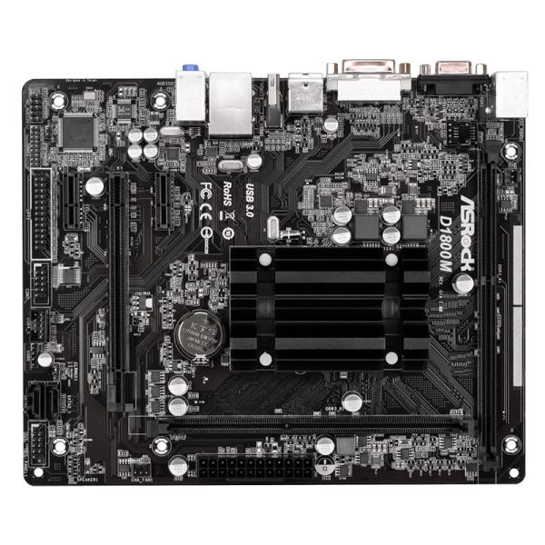 TARJETA MADRE ASROCK  J1800 D1800M MICRO ATX DDR3 NEGRO