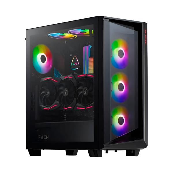 CASE GAMING RGB XPG BATTLECRUISER MID TOWER VENTILADORES 4 DE 120MM CON VIDRIO LATERAL Y MALLA FRONTAL CRUISERST-BKCWW NEGRO