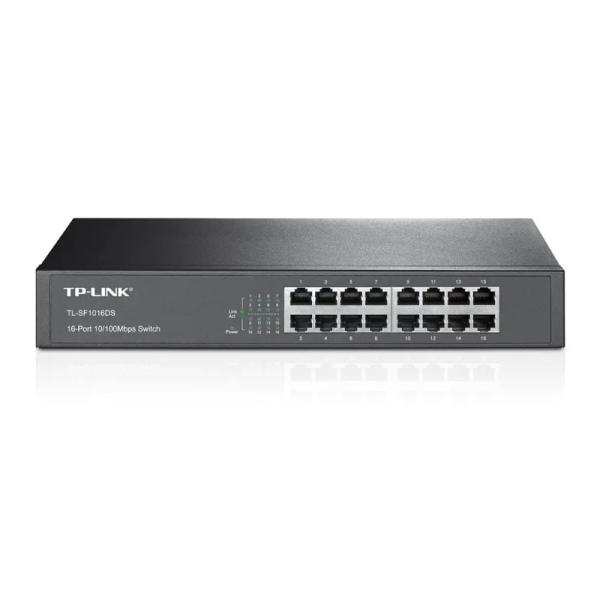 SWITCH TP LINK TL-SF1016DS 16 PUERTOS FAST ETHERNET 10/100 MBPS NO ADMINISTRABLE NEGRO