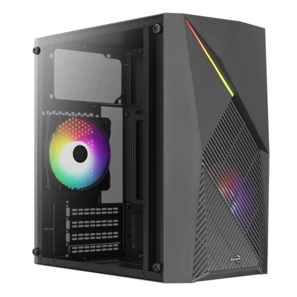 CASE GAMING RGB AEROCOOL RAIDER MINI-G-BK-V1 MINI TOWER VENTILADOR 1 DE 120MM CON VIDRIO LATERAL ACCM-PV41042.11 NEGRO