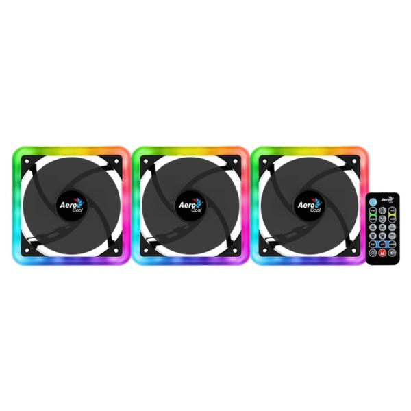 ABANICO AEROCOOL EDGE14 PRO ARGB 3X14CM ACF4-EG10217.12 NEGRO