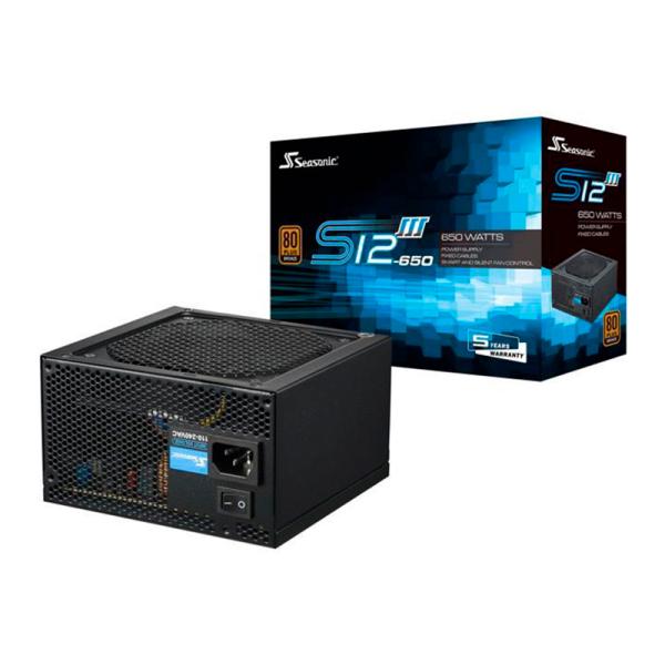 FUENTE DE PODER SEASONIC S12III 650 650W 80 PLUS BRONZE NO MODULAR ATX SSR-650GB3 NEGRO
