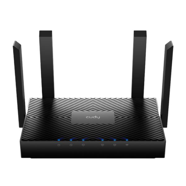 ROUTER INALAMBRICO CUDY  WR3000 1.0  DOBLE BANDA 5GHZ  AX3000  WI-FI 6 CUDY MESH NEGRO