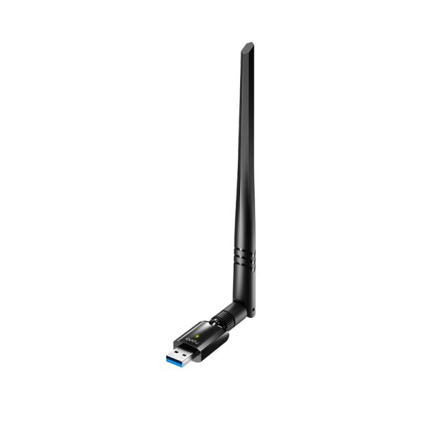 ADAPTADOR USB WI-FI CUDY WU1400 1.0 AC650/ 5GHZ+2.4GHZ DE ALTA GANANCIA NEGRO
