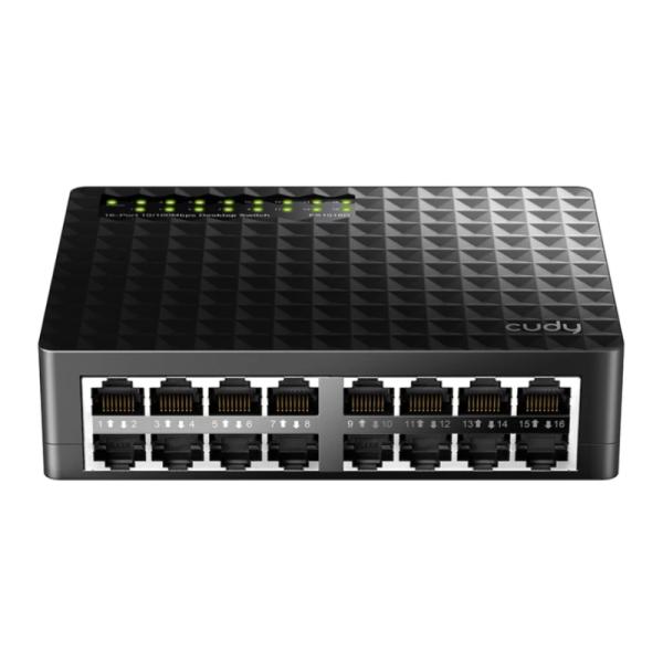 SWITCH CUDY FS1016D 1.0 16 PUERTOS RJ45 10/100 MBPS NO ADMINISTRABLE NEGRO