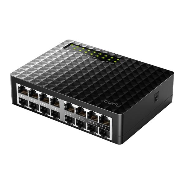 SWITCH  CUDY  FS1016D 1.0  16 PUERTOS RJ45  10/100 MBPS  NO ADMINISTRABLE NEGRO