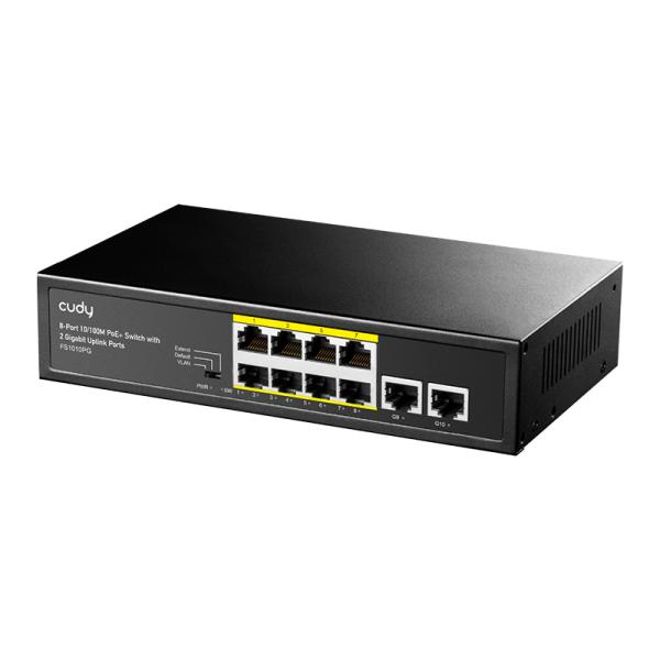 SWITCH CUDY FS1010PG 8-PORT 10/100M POE+ WITH 2 GIGABIT UPLINK PORTS 120W
