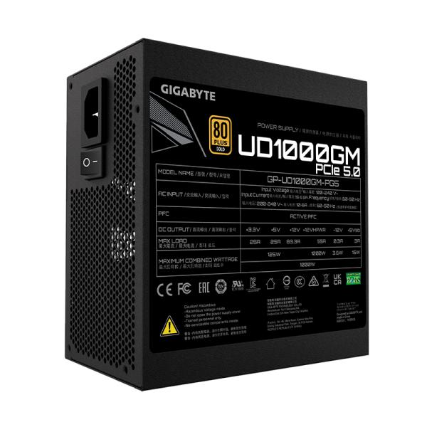 FUENTE DE PODER GIGABYTE GP-UD1000GM PG5 REV 1000W 80 PLUS GOLD FULL MODULAR ATX NEGRO