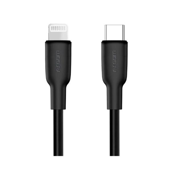 CABLE ARGOM DURA FLEX 30W FAST CHARGUE TYPE-C TO LIGHTNING 1.8M/6FT BLACK ARG-CB-0072BK