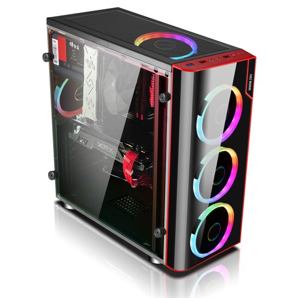 CASE GAMING RGB EAGLE WARRIOR CG06Z3RA001C MID TOWER VENTILADORES 3 DE 120MM CON VIDRIO LATERAL Y PANEL ACRÍLICO FRONTAL NEGRO