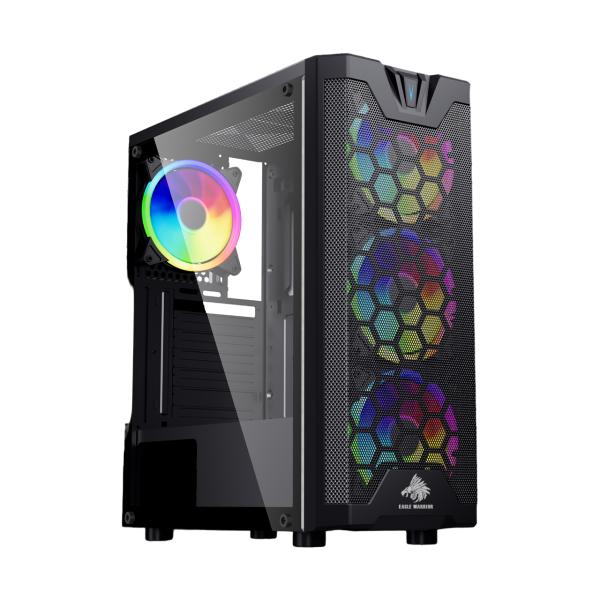 CASE GAMING RGB EAGLE WARRIOR CG12AARA001C MID TOWER VENTILADORES 3 DE 120MM CON VIDRIO LATERAL Y MALLA FRONTAL NEGRO