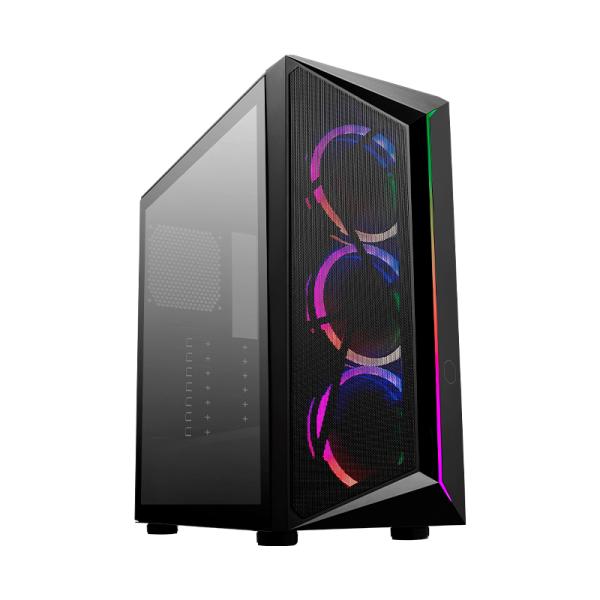 CASE GAMING RGB COOLER MASTER CMP510 MID TOWER VENTILADORES 3 DE 120MM CON VIDRIO LATERAL Y MALLA FRONTAL CP510-KGNN-S00 NEGRO