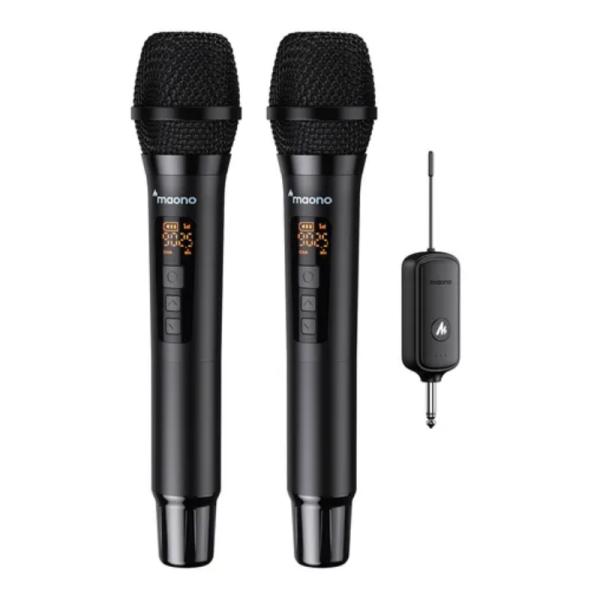 MICRÓFONO MAONO WM760 A2 INALÁMBRICO UHF 6.35MM DINÁMICO PARA KARAOKE NEGRO