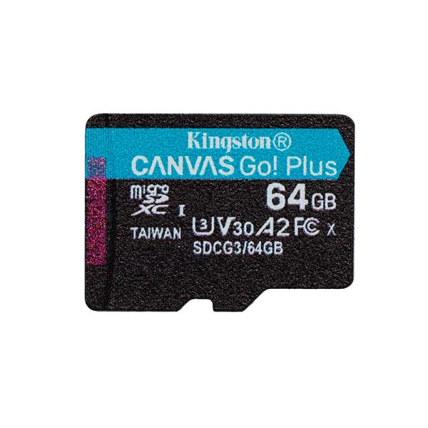 MEMORIA MICRO SD 64GB KINGSTON CANVAS GO PLUS CLASE 10 170 MB/S 70 MB/S PARA DISPOSITIVOS ANDROID, C&Aacute;MARAS DE ACCI&Oacute;N, DRONES Y GRABACI&Oacute;N DE VIDEO 4K SDCG3/64GB