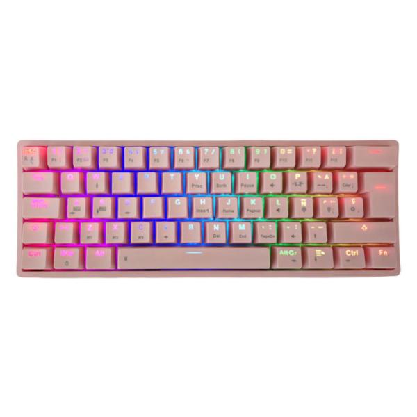 TECLADO GAMING RGB EAGLE WARRIOR KAY182U0001C 60% MECÁNICO INALÁMBRICO BT ESPAÑOL ROSADO