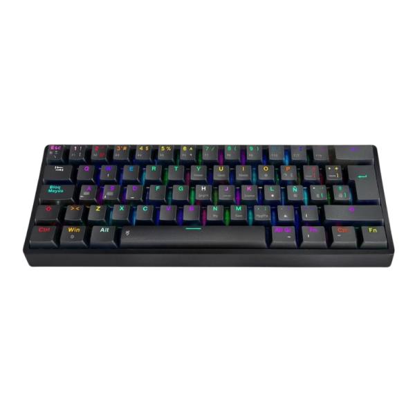 TECLADO GAMING RGB EAGLE WARRIOR KAY182U0003C 60% MECÁNICO INALÁMBRICO BT ESPAÑOL NEGRO
