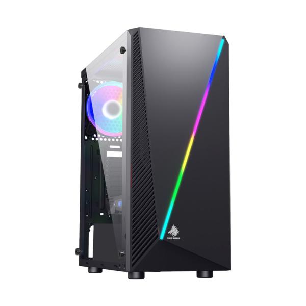 CASE GAMING RGB EAGLE WARRIOR CG05AARA001C H430 MID TOWER SIN VENTILACIÓN INCLUIDA CON VIDRIO FRONTAL Y LATERAL Y TIRA RGB NEGRO