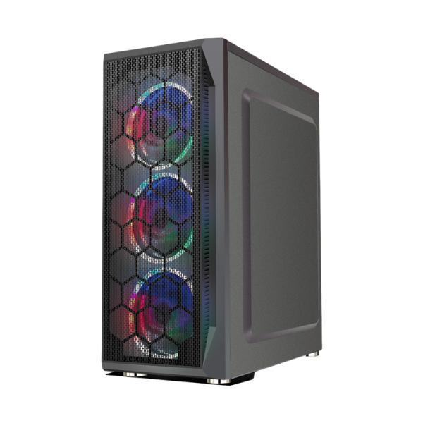 CASE GAMING RGB  EAGLE WARRIOR CG08Z3RA002C MID TOWER VENTILADORES 3 DE 120MM CON VIDRIO LATERAL Y MALLA FRONTAL NEGRO