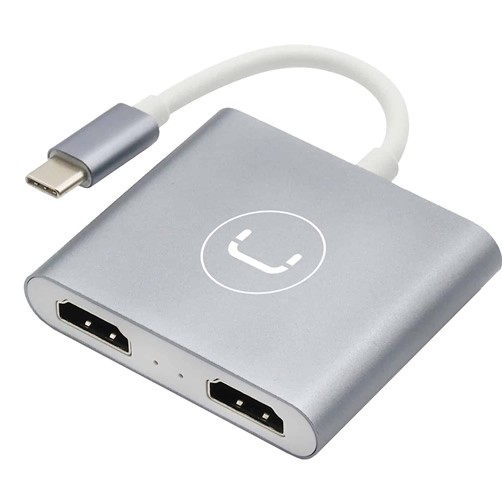 HUB UNNO TEKNO HB1103SV USB C TO DUAL HDMI HUB/ADAPTADOR PLATEADO